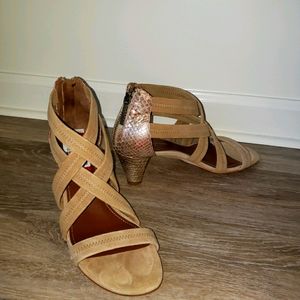 Donald J Pliner kid suede w/metallic snake zipper